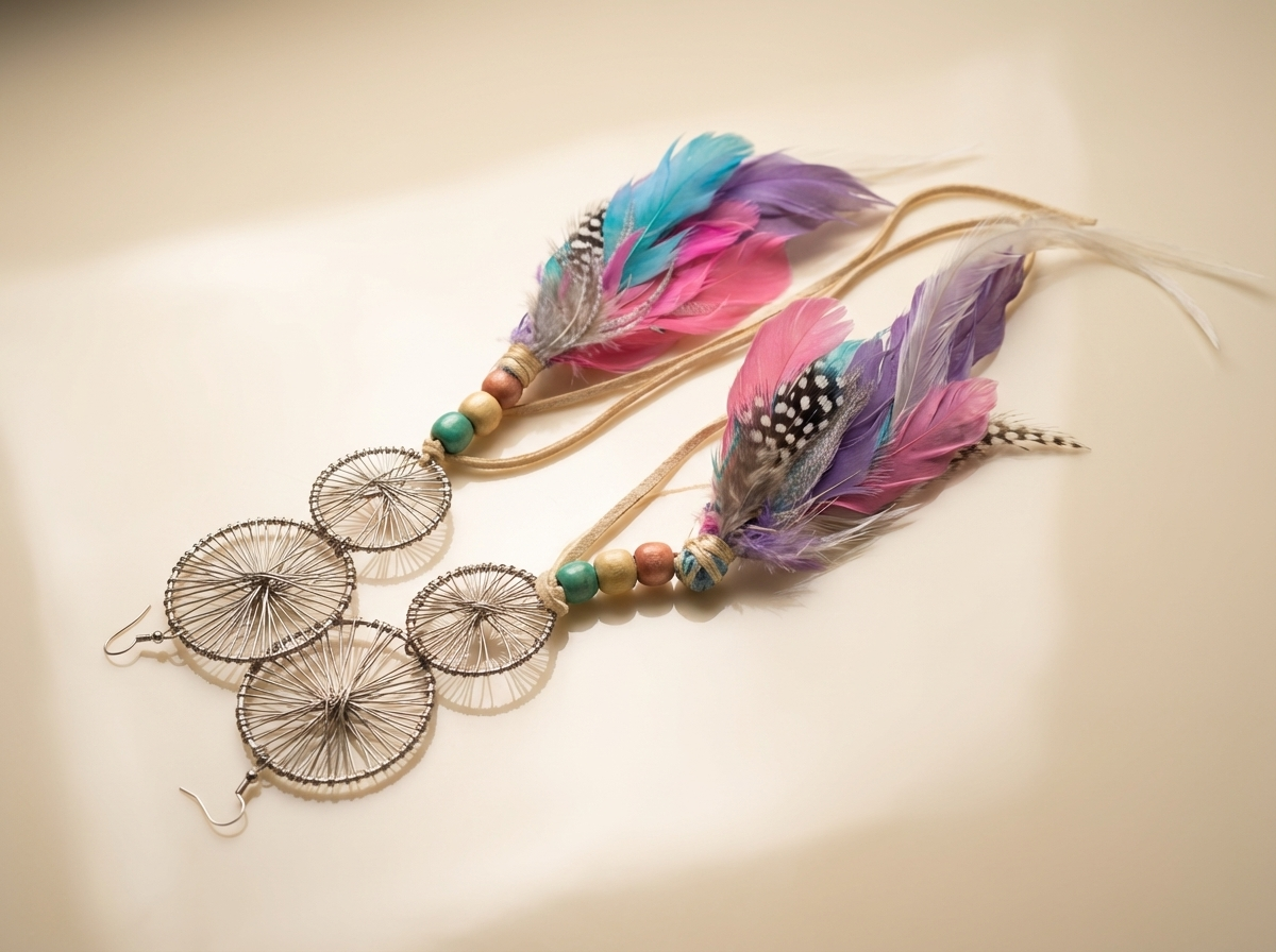 Feather & Bead Earrings